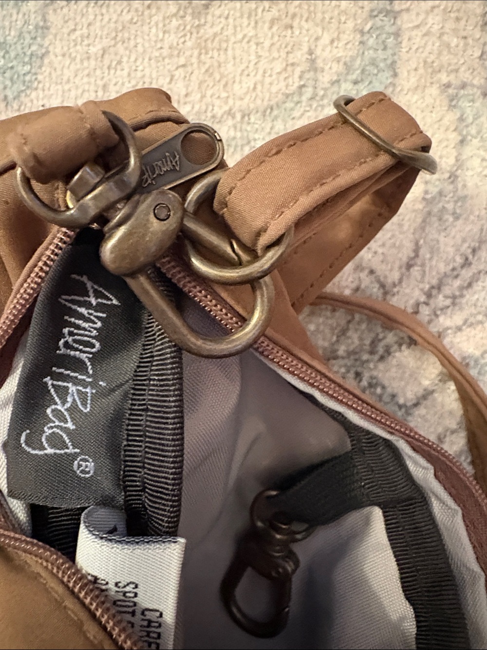 Ameribag Healthy Back Bag Brown Nylon Mini Sling Bag - Picture 4 of 5